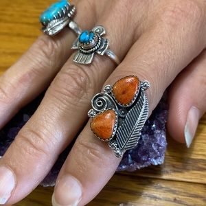 🎉FINAL MARKDOWN🎉Native American coral sterling silver ring